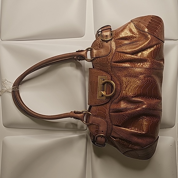 SALVADOR FERRAGAMO OSTRICH HAND BAG BROWN LEATHER - Picture 13 of 16